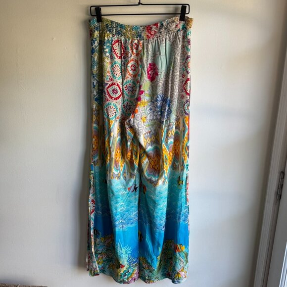 Johnny Was – Pearce Colorful Tropical Smocked Wide Leg Pants – Women’s L - Picture 12 of 16